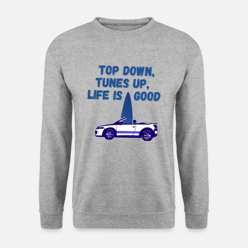 Lustiger Spruch Cabriolet Fahrer Englisch Cabrio - Unisex Pullover - Weißgrau meliert