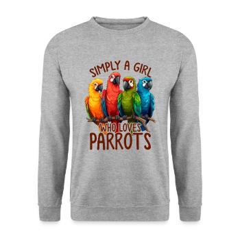 Papagei Damen Lustiger Papageienvogel Dame Papageienliebhaber - Unisex Pullover - Weißgrau meliert - Vorne - Alina (178cm) & Michal (187cm)