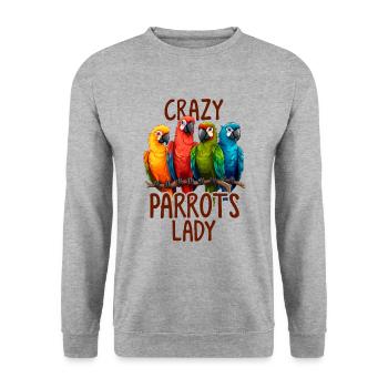 Perroquet fou Lady Budgie Maman Drôle d’oiseau Dame - Sweat-shirt Unisexe - gris chiné - Devant - Alina (178cm) & Michal (187cm)