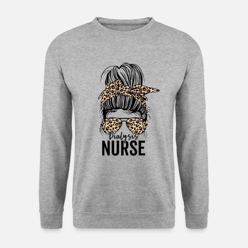 Lustige Dialyseschwester Nephrologie Messy Bun - Unisex Pullover - Weißgrau meliert