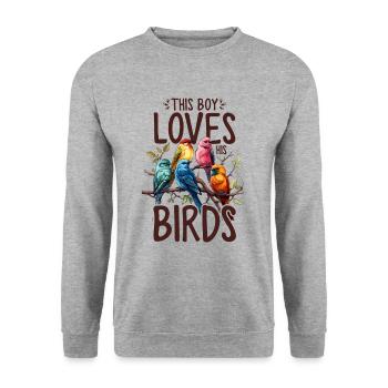 Garçon Oiseau Drôle Oiseleur Oiseau D’observation Oiseau - Sweat-shirt Unisexe - gris chiné - Devant - Alina (178cm) & Michal (187cm)