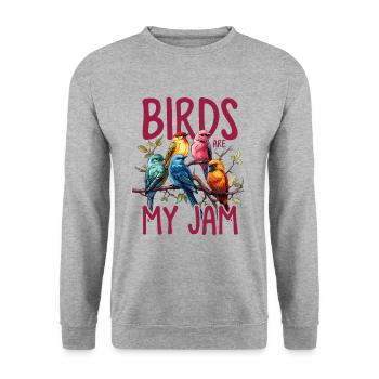 Lustige Vögel Vogelkunde Ornithologe Lustiger Vogelbeobachter - Unisex Pullover - Weißgrau meliert - Vorne - Alina (178cm) & Michal (187cm)