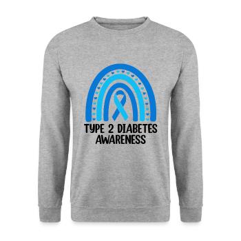 Diabetes-Bewusstsein Blaues Band Regenbogen T1D - Unisex Pullover - Weißgrau meliert - Vorne - Alina (178cm) & Michal (187cm)