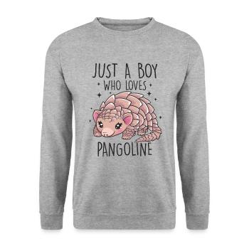 Juste un garçon qui aime l’amant des pangolins drôle - Sweat-shirt Unisexe - gris chiné - Devant - Alina (178cm) & Michal (187cm)