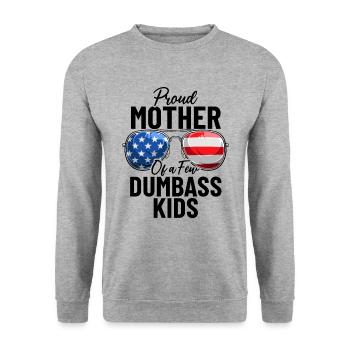 Stolze Mutter Von Ein Paar Dümmern Kindern Lustige Mutter USA - Unisex Pullover - Weißgrau meliert - Vorne - Alina (178cm) & Michal (187cm)