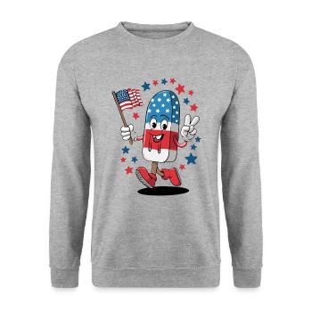 Popsicle USA Drapeau américain Patriot Dessert glacé - Sweat-shirt Unisexe - gris chiné - Devant - Alina (178cm) & Michal (187cm)