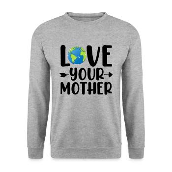 Liebe deine Mutter Tag der Erde Ökologe Lustige Mutter - Unisex Pullover - Weißgrau meliert - Vorne - Alina (178cm) & Michal (187cm)