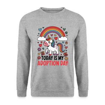 Heute ist mein Adoptionstag in einer Pflegefamilie - Unisex Pullover - Weißgrau meliert - Vorne - Alina (178cm) & Michal (187cm)