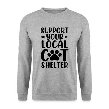 Support Your Local Cat Shelter Rescue Foster Cat - Unisex Sweatshirt - salt & pepper - Front - Alina (178cm) & Michal (187cm)