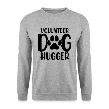 Freiwilliger Hund Hugger Welpe Rettung Lustiger Hund - Unisex Pullover - Weißgrau meliert - Vorne - Alina (178cm) & Michal (187cm)
