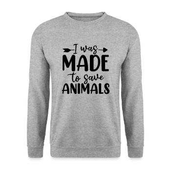I Was Made to Save Animals Pet Adopt Funny Animal - Unisex Sweatshirt - salt & pepper - Front - Alina (178cm) & Michal (187cm)