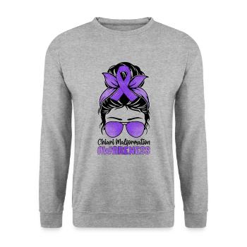 Chiari Malformation Awareness ACM Messy Bun - Unisex Sweatshirt - salt & pepper - Front - Alina (178cm) & Michal (187cm)