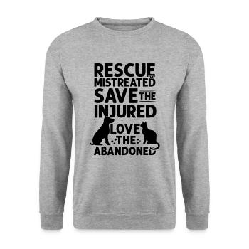Rescue The Mistreated Save The Abandoned Animal - Unisex Sweatshirt - salt & pepper - Front - Alina (178cm) & Michal (187cm)