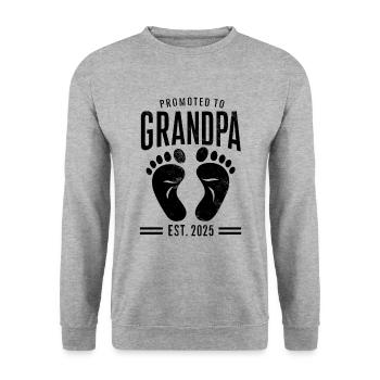 Promu au poste de grand-père est 2025 Annonce de bébé - Sweat-shirt Unisexe - gris chiné - Devant - Alina (178cm) & Michal (187cm)