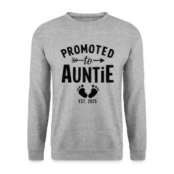 Promoted to Auntie 2025 Gender Reveal Funny - Unisex Sweatshirt - salt & pepper - Front - Alina (178cm) & Michal (187cm)