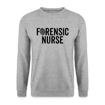 Forensic Nurse Medical Examiner RN Nursing Funny - Unisex Sweatshirt - salt & pepper - Front - Alina (178cm) & Michal (187cm)