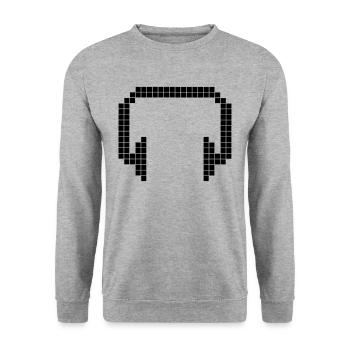 Headphones - Pixel - Unisex Pullover - Weißgrau meliert - Vorne - Alina (178cm) & Michal (187cm)