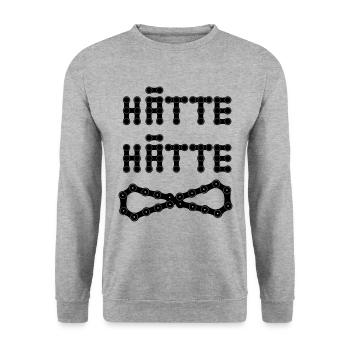 Hätte hätte Fahrrad Kette 11 - Unisex Pullover - Weißgrau meliert - Vorne - Alina (178cm) & Michal (187cm)