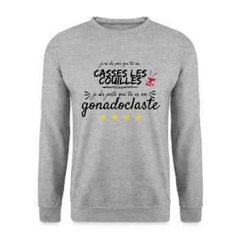 casse-couilles - Sweat-shirt Unisexe - gris chiné - Devant - Alina (178cm) & Michal (187cm)