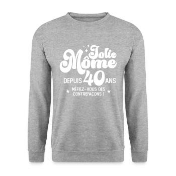 Cadeau Femme anniversaire 40 ans jolie mome - Sweat-shirt Unisexe - gris chiné - Devant - Alina (178cm) & Michal (187cm)
