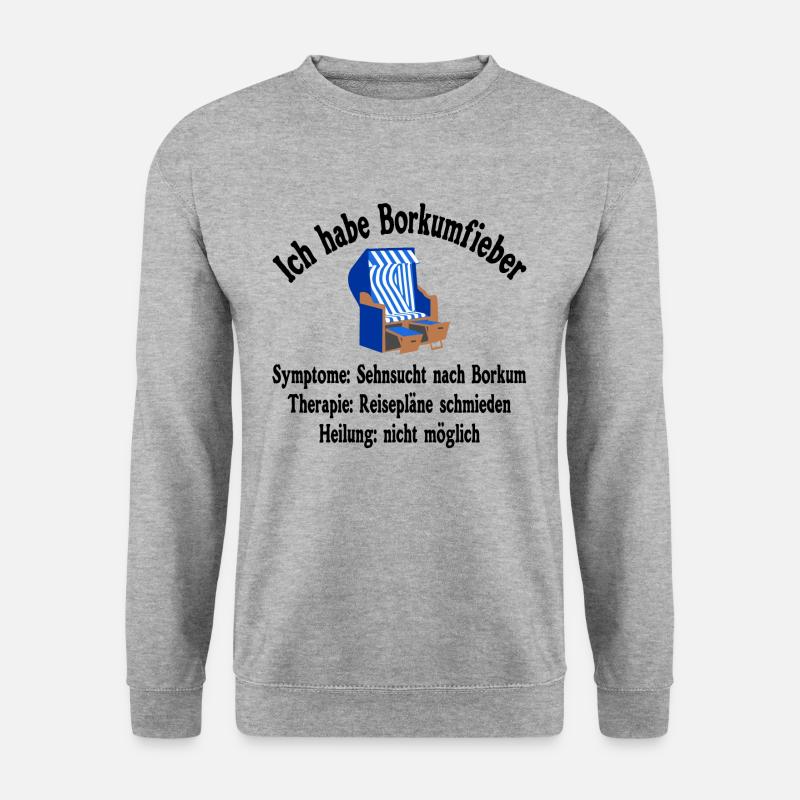 Borkum Nordsee Insel - Urlaub - Geschenk - Unisex Pullover - Weißgrau meliert