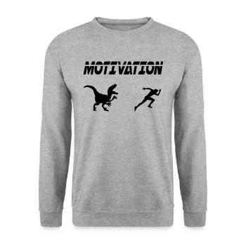 motivation sport running humor dinosaur - Unisex Sweatshirt - salt & pepper - Front - Alina (178cm) & Michal (187cm)