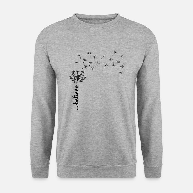 Glauben Sie Löwenzahn-Design - Unisex Pullover - Weißgrau meliert