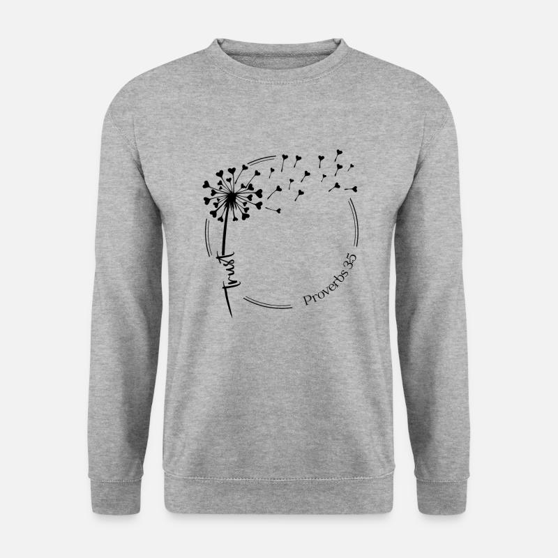 Christian Dandelion Design Trust Sprüche 3:5 - Unisex Pullover - Weißgrau meliert
