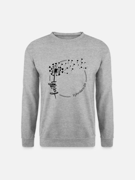 Christlicher Löwenzahn Design Glaube Epheser 2,8 - Unisex Pullover - Weißgrau meliert