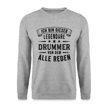 Drummer Legende Schlagzeuger Schlagzeug Lustig - Unisex Pullover - Weißgrau meliert - Vorne - Alina (178cm) & Michal (187cm)