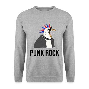 Punker Möwe - Unisex Pullover - Weißgrau meliert - Vorne - Alina (178cm) & Michal (187cm)
