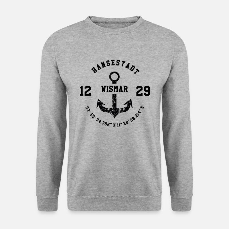 Hansestadt Wismar - Unisex Pullover - Weißgrau meliert