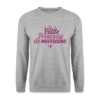 Princesse De Marraine - Sweat-shirt Unisexe - gris chiné - Devant - Alina (178cm) & Michal (187cm)