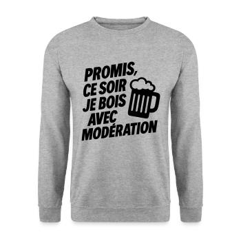 Humour Promesse Nocturne - Sweat-shirt Unisexe - gris chiné - Devant - Alina (178cm) & Michal (187cm)