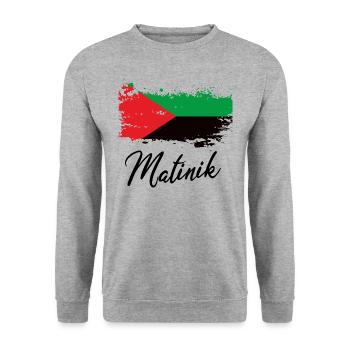 Martinique Matnik drapeau grunge - Sweat-shirt Unisexe - gris chiné - Devant - Alina (178cm) & Michal (187cm)