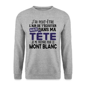 2022 Mont Blanc Montagne Randonnée Alpes Humour - Sweat-shirt Unisexe - gris chiné - Devant - Alina (178cm) & Michal (187cm)