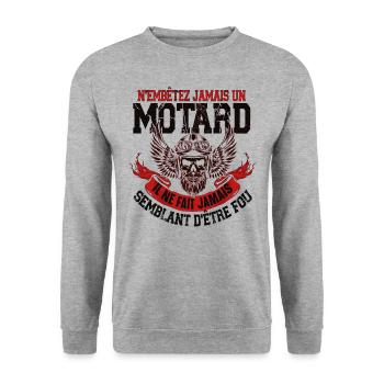 Motard Moto Motocross Homme Humour Citations - Sweat-shirt Unisexe - gris chiné - Devant - Alina (178cm) & Michal (187cm)