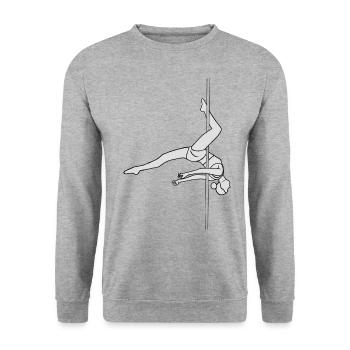 Pole Dance inside leghang - Unisex Pullover - Weißgrau meliert - Vorne - Alina (178cm) & Michal (187cm)