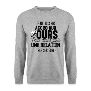 Ours Brun Polaire Animal Cadeau Humour Forestier - Sweat-shirt Unisexe - gris chiné - Devant - Alina (178cm) & Michal (187cm)