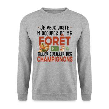 Champignon Champignons Cèpe Boletus Forêt Cèpes - Sweat-shirt Unisexe - gris chiné - Devant - Alina (178cm) & Michal (187cm)