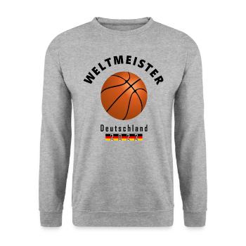 Basketball - Unisex Pullover - Weißgrau meliert - Vorne - Alina (178cm) & Michal (187cm)