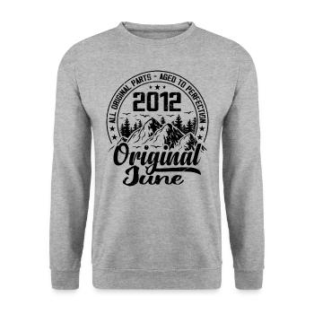2012 Juni Original: 12 Jahre altes Geburtstagsgeschenk - Unisex Pullover - Weißgrau meliert - Vorne - Alina (178cm) & Michal (187cm)