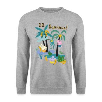 Peppa Pig Design Go Bananas - Unisex Pullover - Weißgrau meliert - Vorne - Alina (178cm) & Michal (187cm)