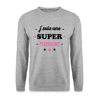 J'suis une super marraine - Sweat-shirt Unisexe - gris chiné - Devant - Alina (178cm) & Michal (187cm)