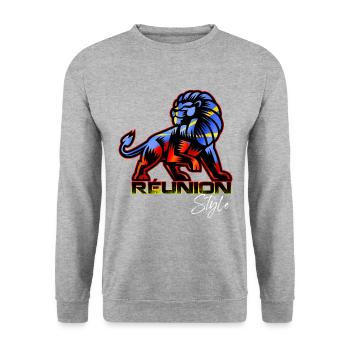 La Réunion Style Cadeau Drapeau - Sweat-shirt Unisexe - gris chiné - Devant - Alina (178cm) & Michal (187cm)