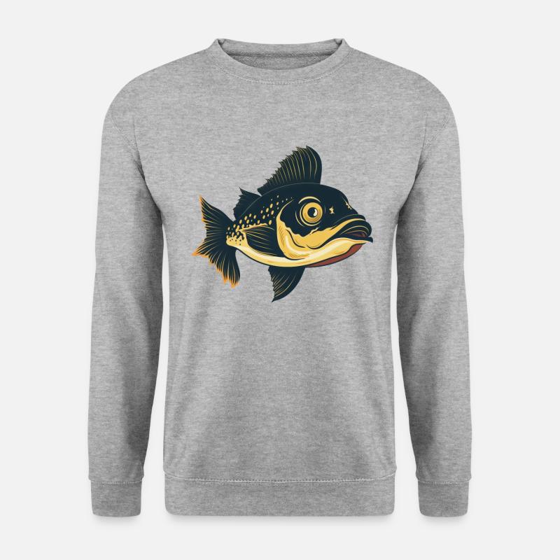 Fisch Zander Angler - Unisex Pullover - Weißgrau meliert