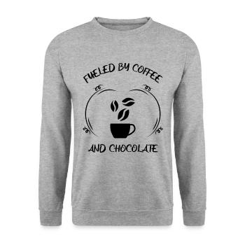Kaffee Espresso Käffchen & Schokolade - Unisex Pullover - Weißgrau meliert - Vorne - Alina (178cm) & Michal (187cm)