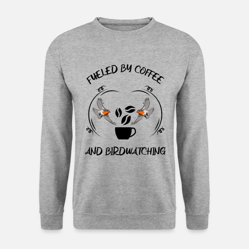 Vogelbeobachtung Vögel Beobachten Birding Kaffee - Unisex Pullover - Weißgrau meliert