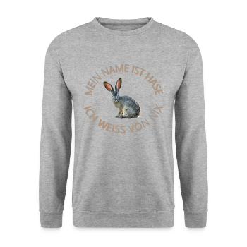 mein name ist hase - Unisex Pullover - Weißgrau meliert - Vorne - Alina (178cm) & Michal (187cm)