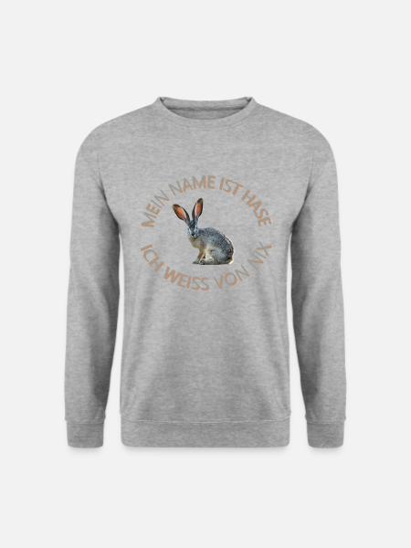 mein name ist hase - Unisex Pullover - Weißgrau meliert